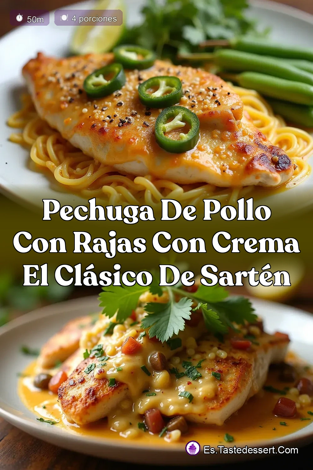 Pechuga de Pollo con Rajas con Crema Receta Fácil y…