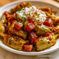 Alcachofas Guisadas con Huevo y Jamón