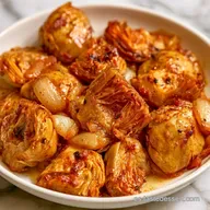 Alcachofas Salteadas Con Cebolla para 4
