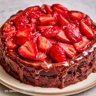 Tarta de Chocolate y Fresas con Almendras