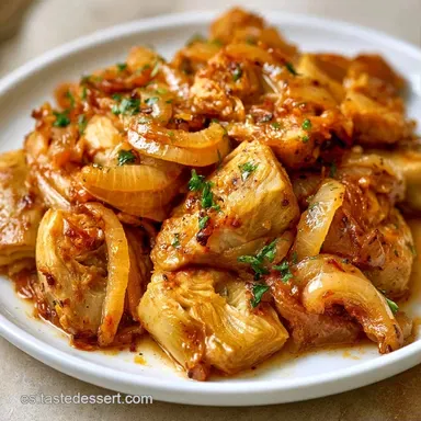 Alcachofas Guisadas Con Cebolla para 4 Tarjeta de receta