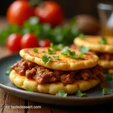 Arepas Rellenas Carne Desmechada Un Fest&iacute;n Colombiano Tarjeta de receta