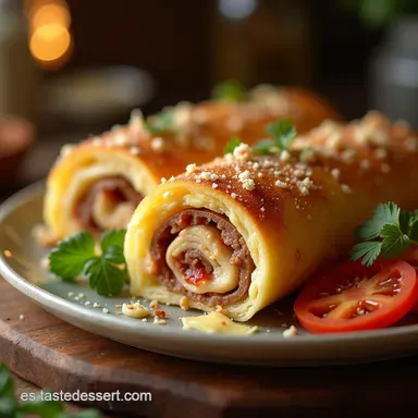 Arrollado de Pollo y Carne Jugoso Relleno de Jam&oacute;n y Queso Tarjeta de receta