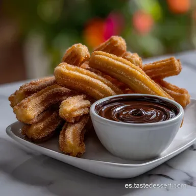 Churros con Chocolate with Thick Dipping: Crujientes! Tarjeta de receta