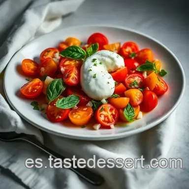 Ensalada Tomate Burrata Receta: &iexcl;Italiana Fresca y F&aacute;cil! Tarjeta de receta