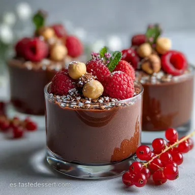 Postres veganos sin horno: Delicia cremosa de chocolate y avellana Tarjeta de receta