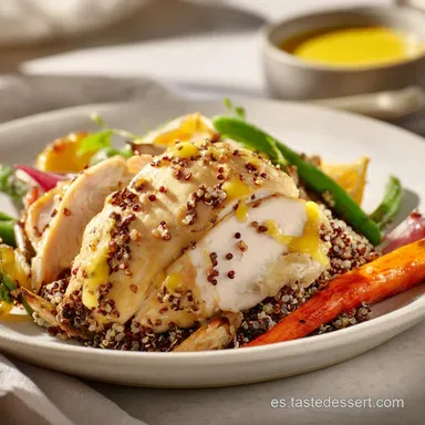 Comida Saludable: Taz&oacute;n de Quinoa, Pollo y Vegetales Rostizados Tarjeta de receta