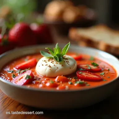 Salmorejo de Fresas y Burrata Receta Refrescante Sin Cocinar Tarjeta de receta