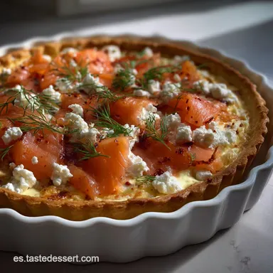 Tarta Salm&oacute;n Ahumado Queso Cabra Receta Tarta Salm: Crujiente y Festiva! Tarjeta de receta