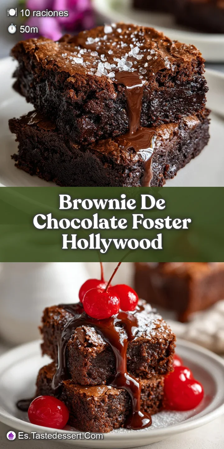 Close-up: a glistening chocolate brownie square with a cracked top, oozing with melted chocolate and a scoop of softening ...