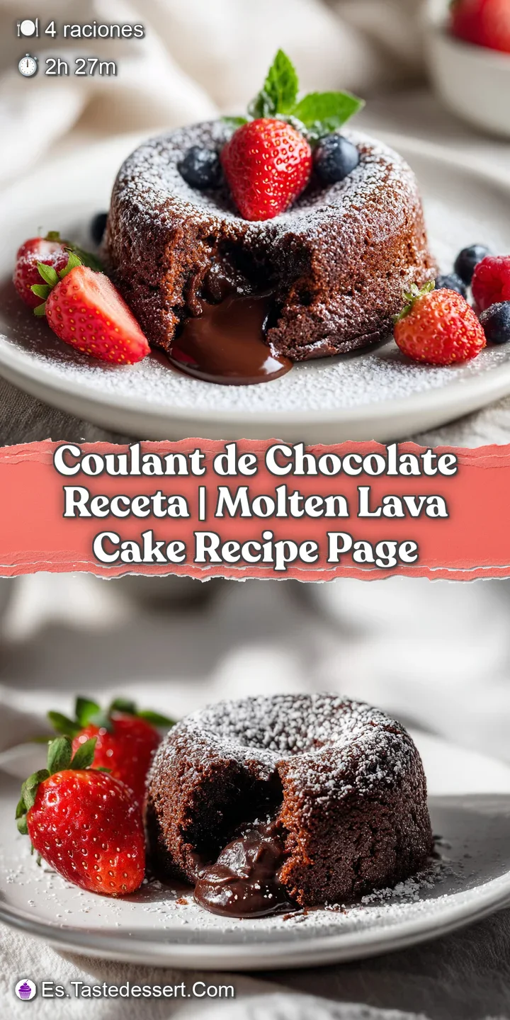 Close-up of a spoon breaking into a warm chocolate lava cake, revealing its gooey, molten interior.