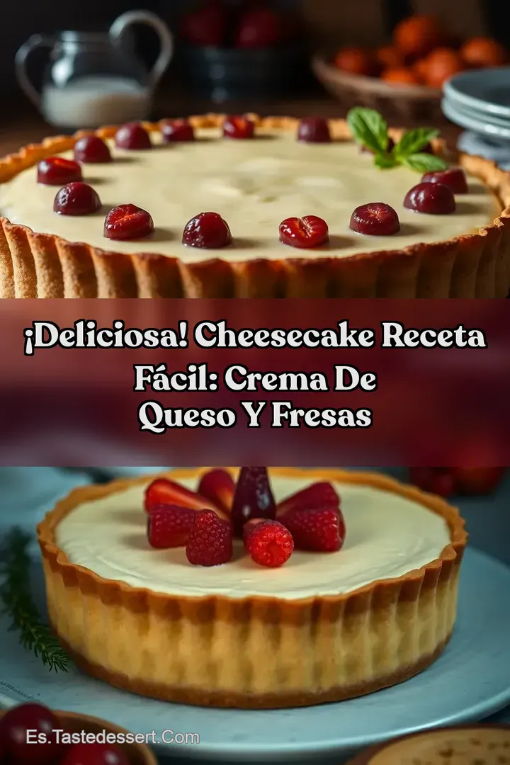 &iexcl;Deliciosa! Cheesecake Receta F&aacute;cil: Crema de Queso y Fresas