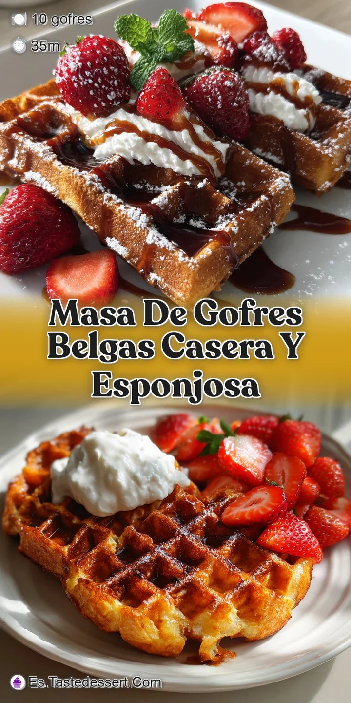 Close-up captures the warm golden-brown hue and bubbly texture of a fresh Belgian waffle, promising a delightful crispy an...