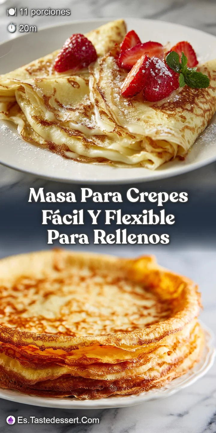 Close-up of a warm, golden crepe with a light golden brown hue, its slightly uneven surface sprinkled with powdered sugar,...