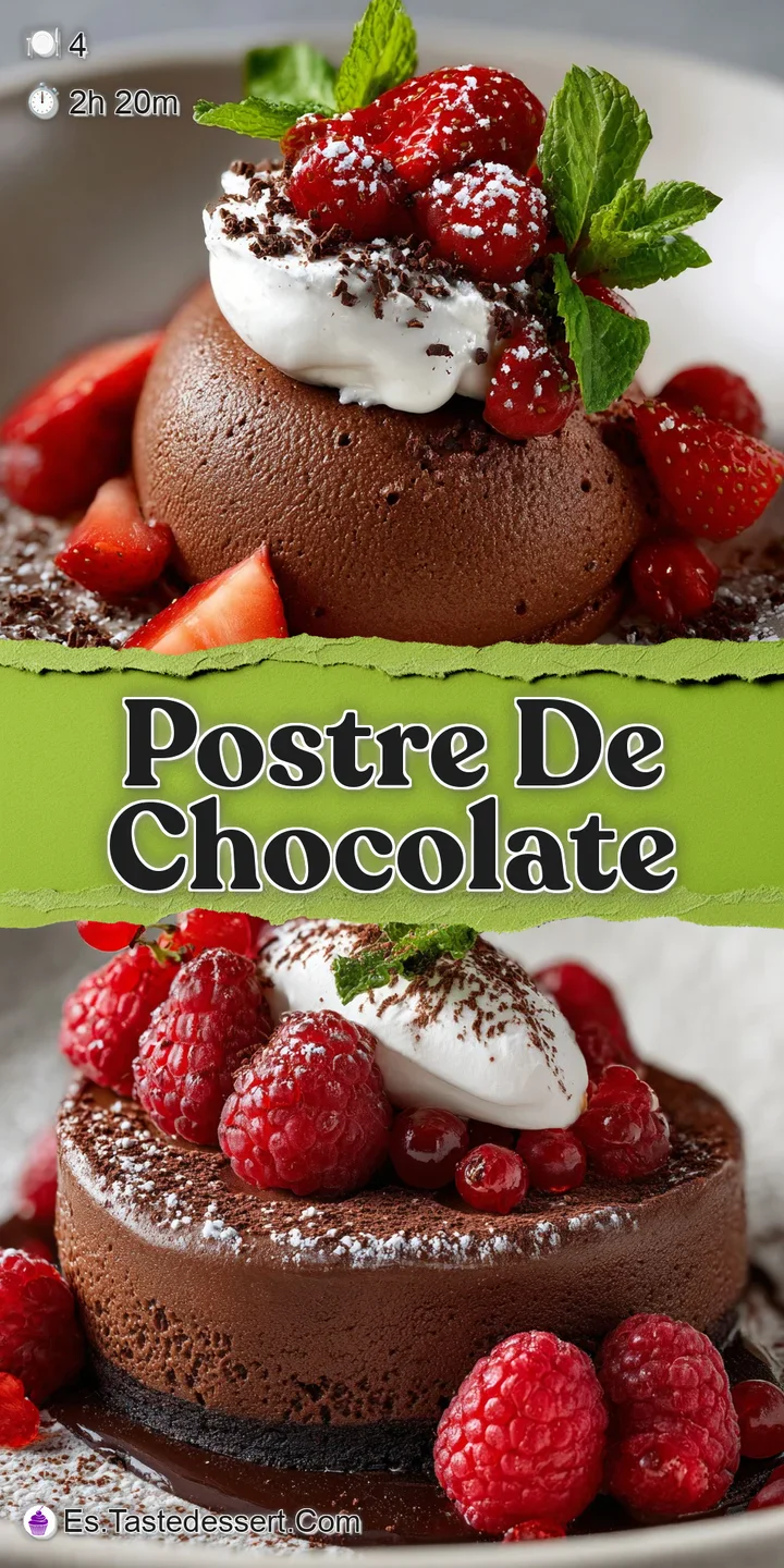 Close-up of a decadent, dark chocolate dessert, highlighting the creamy texture and glossy sheen. A melt-in-your-mouth exp...