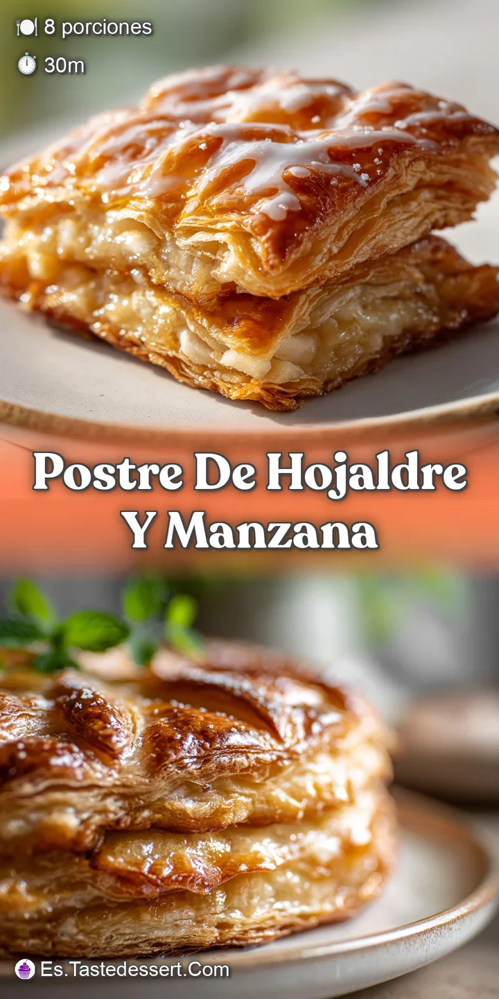 Close-up of a warm, golden apple pastry revealing tender apples and a flaky crust. Steam hints at a delightful warmth.