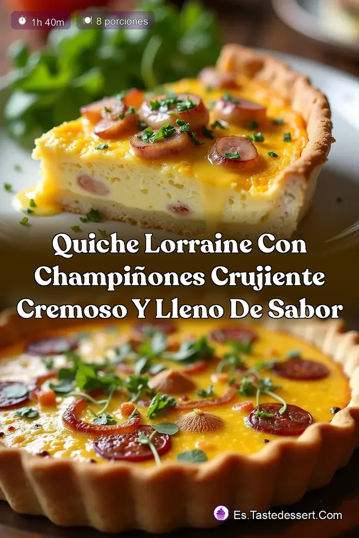 Quiche Lorraine con Champi&ntilde;ones Crujiente Cremoso y Lleno de Sabor