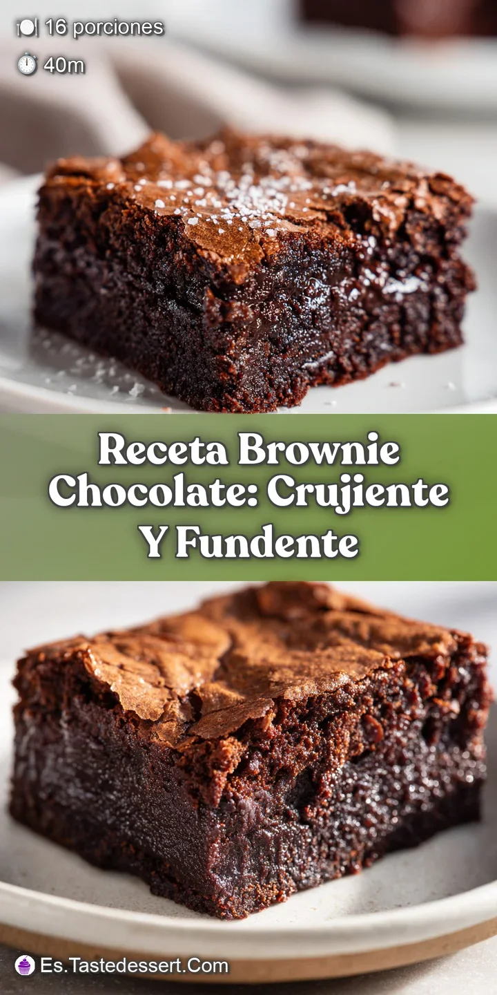 Close-up of a warm, gooey chocolate brownie. The fudgy center is slightly cracked, hinting at the intense chocolate flavor...