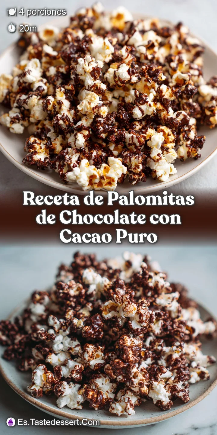 Close-up reveals glossy melted chocolate clinging to the irregular texture of the popcorn. Sprinkled sea salt adds visual ...