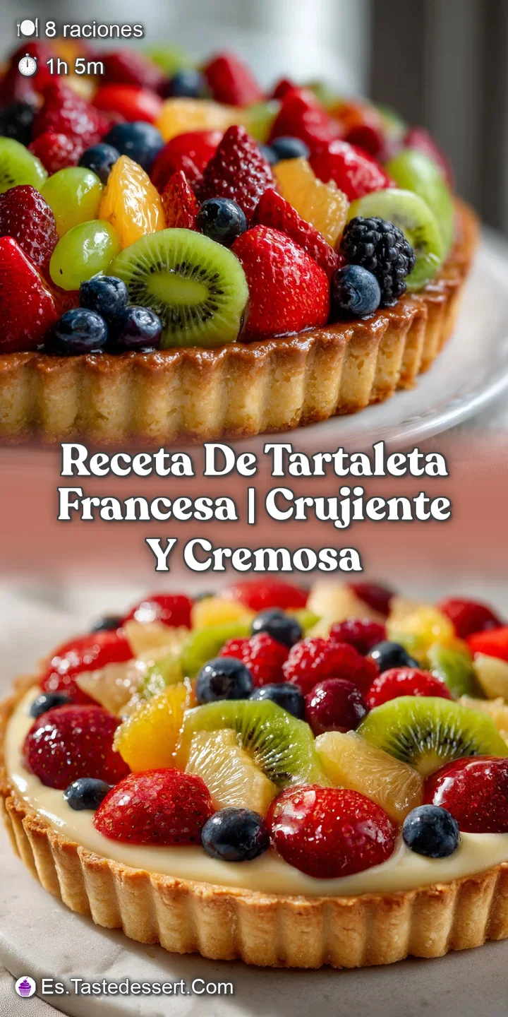 Close-up reveals the creamy, pale-yellow custard filling of a French tart, topped with glistening, vibrant slices of fresh...