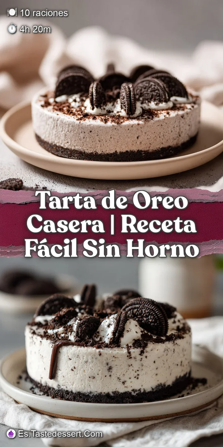 Close-up of a homemade Oreo tarta, showing the textural contrast between the smooth filling and crunchy cookie pieces.