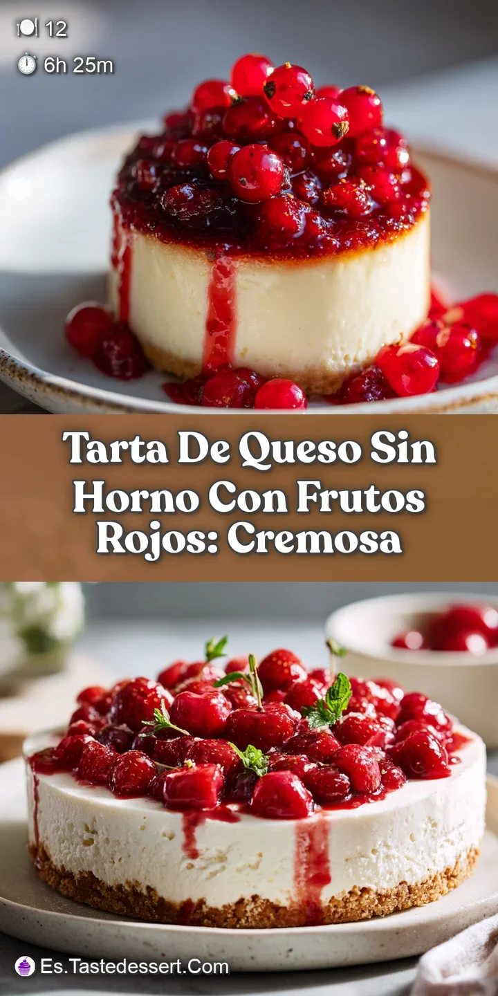 Close-up of a no-bake cheesecake highlighting the creamy texture and juicy burst of fresh, ruby-red mixed berries.