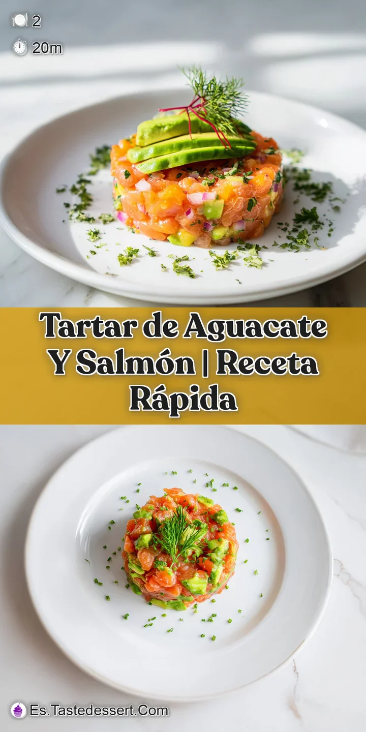 Appetizing close-up of salmon tartare. Flaky salmon, smooth avocado and red onion create an inviting, textured, fresh bite.