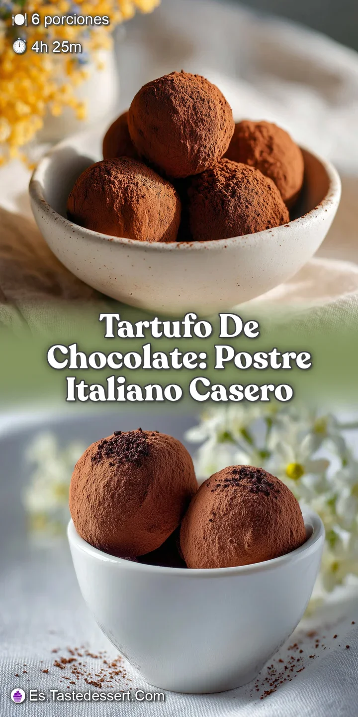 Close-up of a fudgy chocolate truffle covered in cocoa powder. Rich, dark color with a slightly cracked, inviting texture.