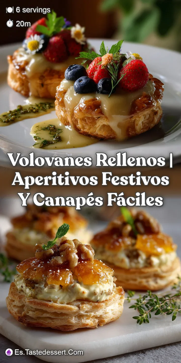 Close-up of a flaky, golden-brown vol-au-vent overflowing with a rich, creamy filling. Delicious textures and appetizing c...