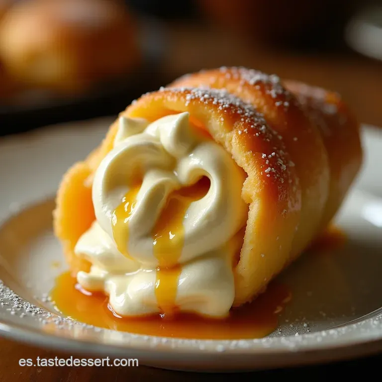 El Cielo En Un Bocado Arrollado De Merengue Crujiente Con Relleno De Dulce De Leche Y Crema presentation