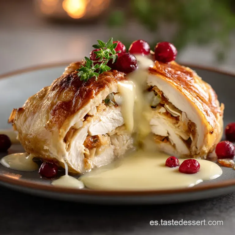 Arrollado De Pollo Relleno Jugoso Festivo Y F&aacute;cil De Preparar presentation