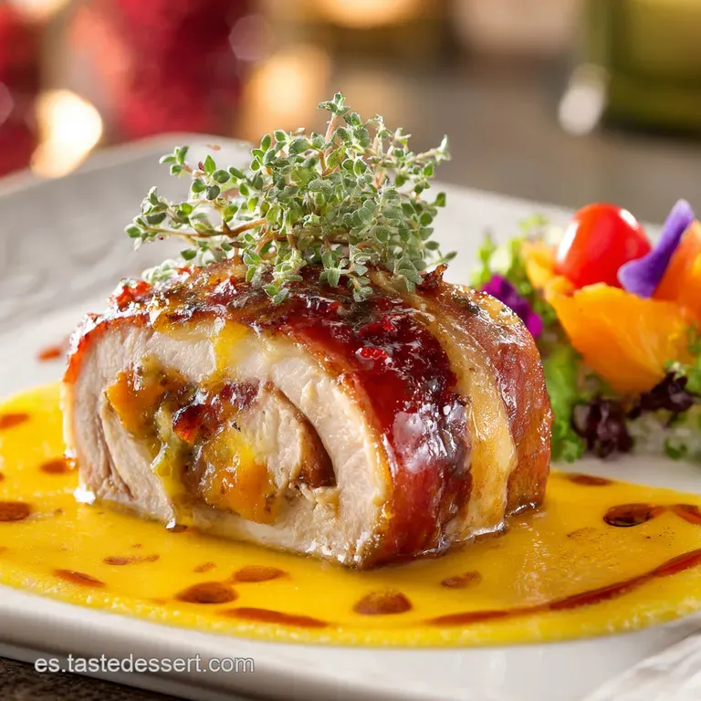 Arrollado De Pollo Relleno Jugoso Festivo y F&aacute;cil de Preparar