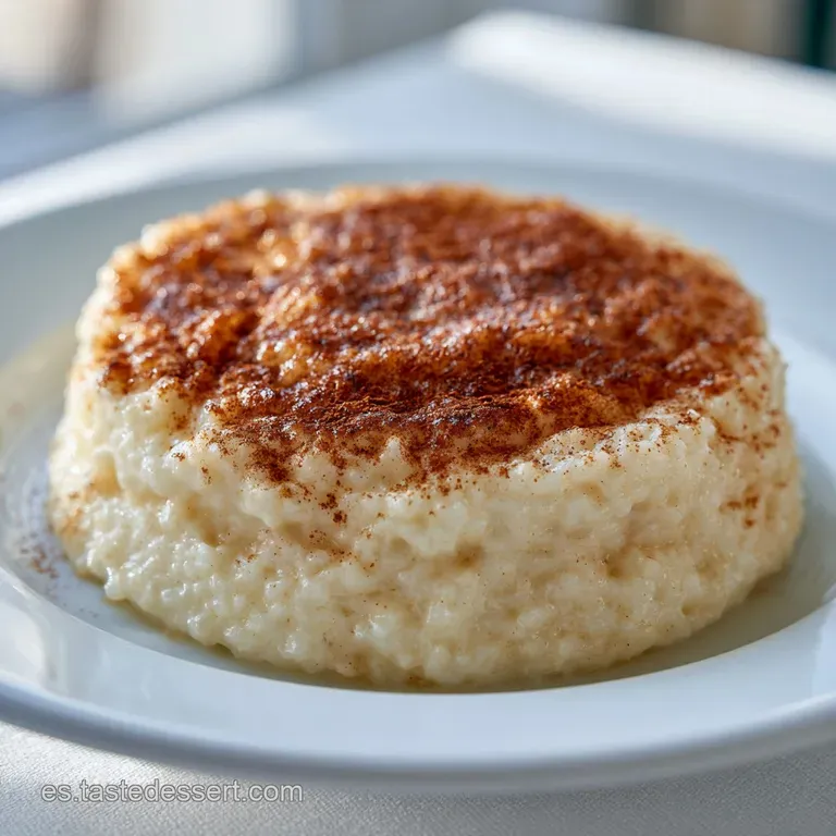 Postre blanco sedoso servido en copa de vidrio con una rama de canela y polvo marr&oacute;n sobre una base brillante.
