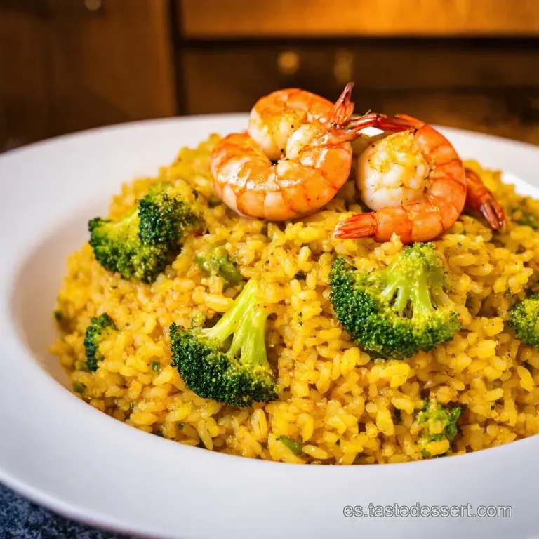 Arroz Meloso De Br&oacute;coli Y Gambas presentation