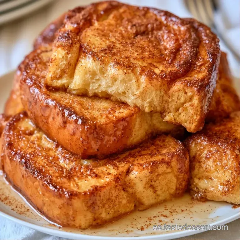 Brioche tostado apilado con crema blanca, arándanos azules y menta fresca sobre un plato de cerámica blanca minimalista.