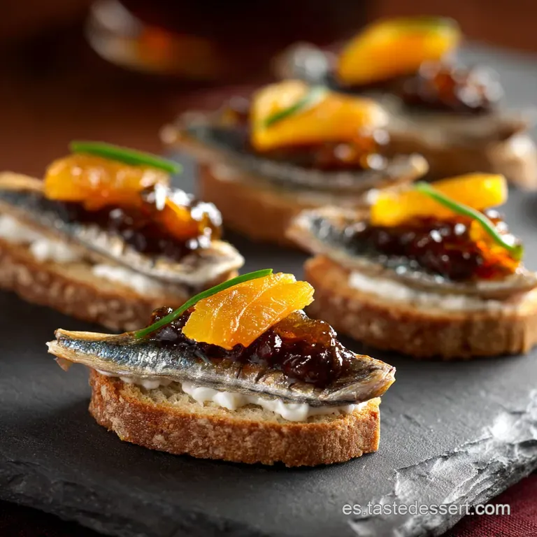 Canap&eacute;s De Anchoas Con Dulce De Membrillo: El Equilibrio Perfecto presentation