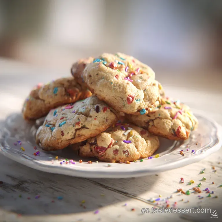 A neat stack of freshly baked cookies on a white plate, one cookie broken to reveal soft, gooey center.