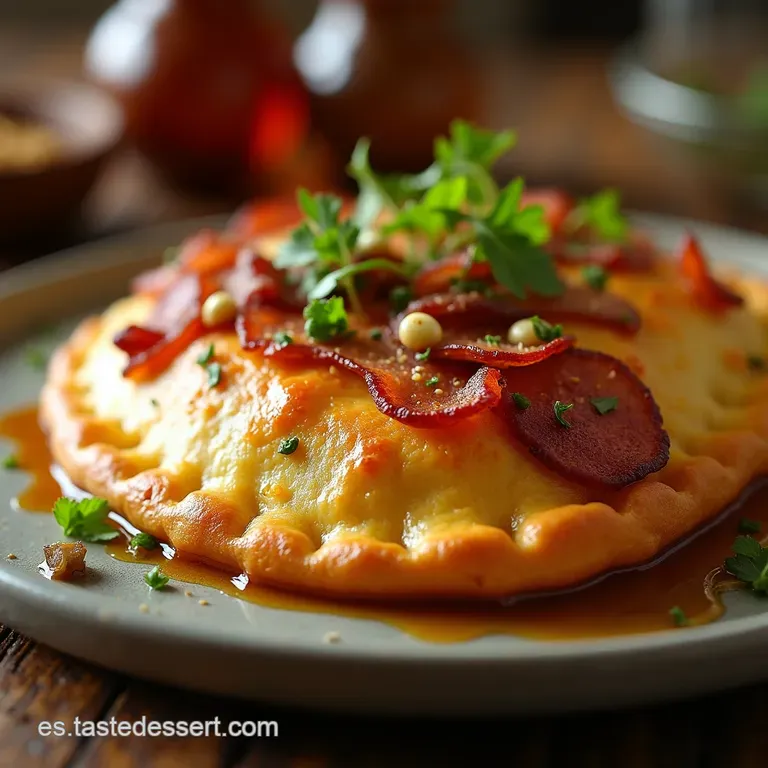 La Tentaci&oacute;n Cremosa Empanada Casera De Nata Bacon Crujiente Y Champi&ntilde;ones presentation