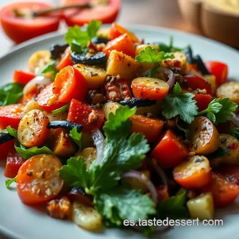 Ensalada De Berenjena Asada Con Jud&iacute;as Blancas Y Vinagreta De Jerez presentation