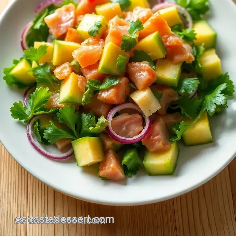 Ensalada Fresquita De Salm&oacute;n Ahumado Y Aguacate presentation