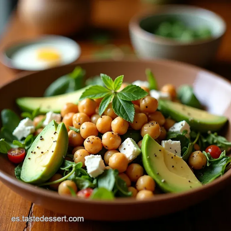 Ensalada Mediterr&aacute;nea De Garbanzos Feta Y Aguacate presentation