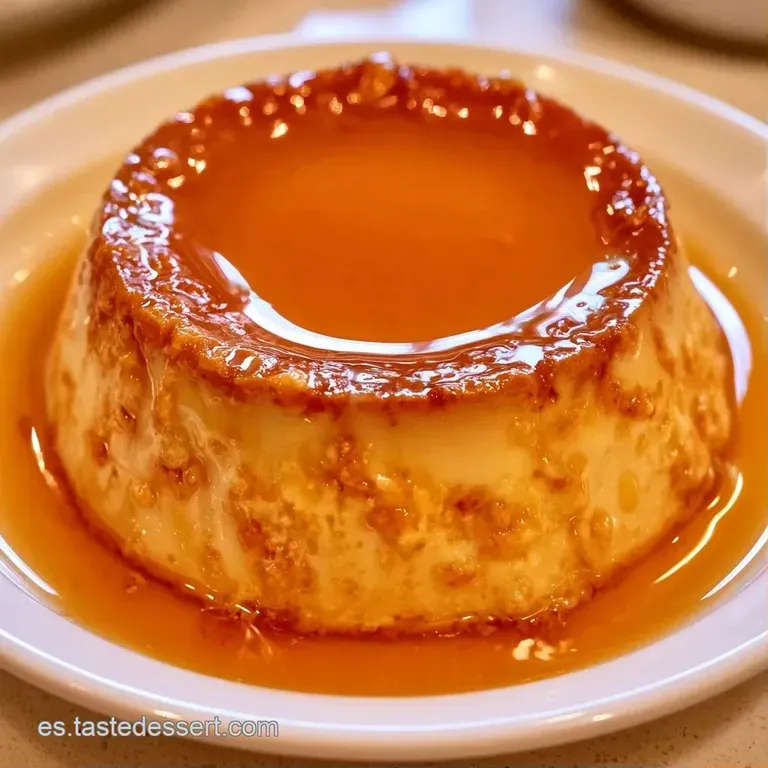 Postre cremoso de color vainilla con gotas de caramelo líquido oscuro cayendo por los lados en un plato minimalista.