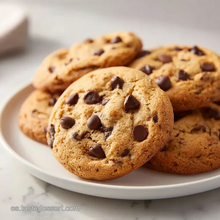 A stack of warm chocolate chip cookies dusted with powdered sugar on a rustic wooden board.