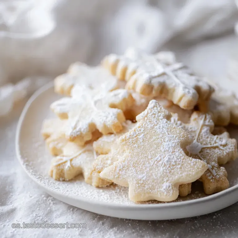Galletas redondas apiladas en plato blanco con glaseado blanco suave y peque&ntilde;as perlas rojas comestibles.