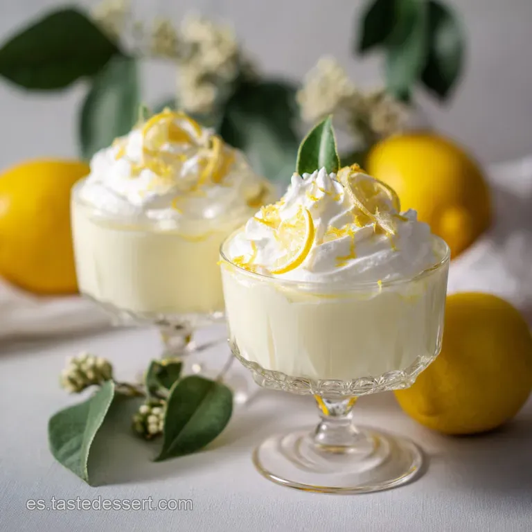 Elegant lemon mousse in a stemmed glass, topped with a candied lemon slice and a dusting of powdered sugar, soft, diffused...