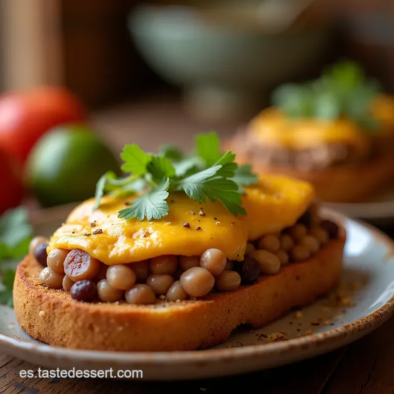 Molletes Cl&aacute;sicos a La Mexicana Pan Tostado Frijoles Refritos Y Queso Fundido Para Despertar El Paladar presentation