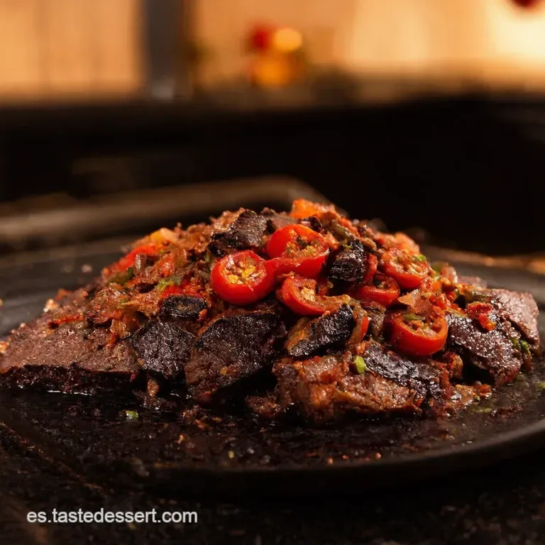 Morcilla De Burgos Con Pimientos Caramelizados presentation