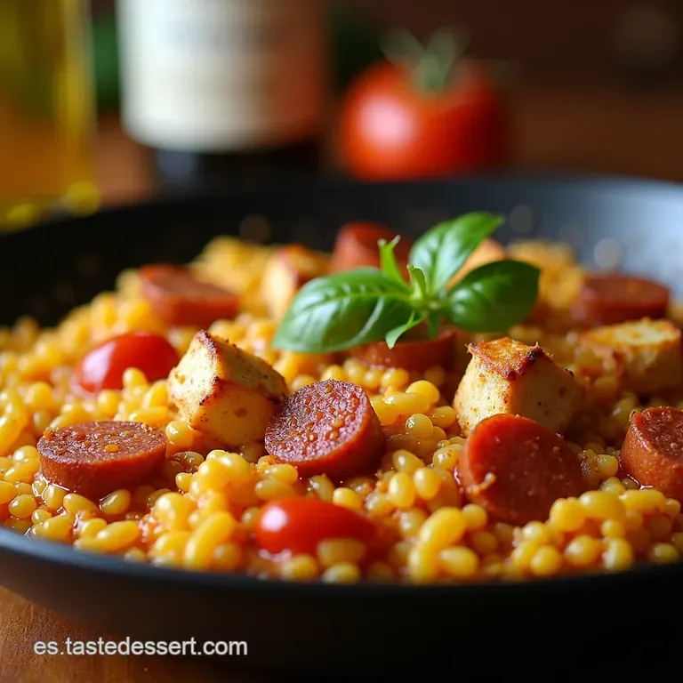 Paella Express De Pollo Y Chorizo Con Sofrito Turbo presentation