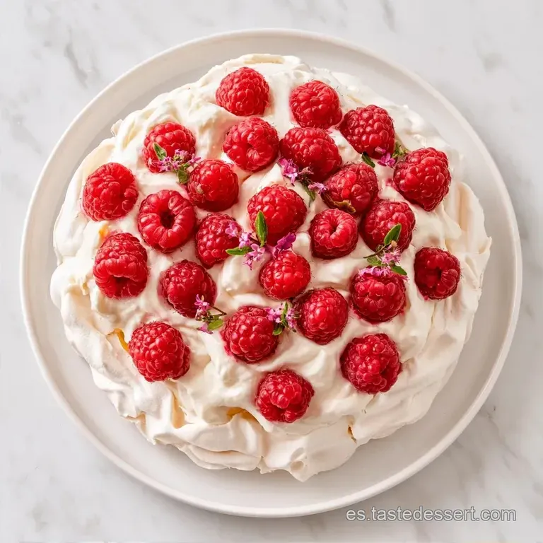Pavlova de Frambuesa y Hierbaluisa