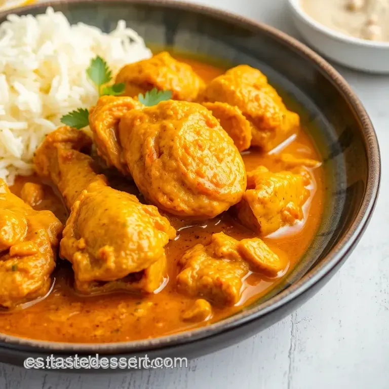 Pollo Al Curry Cremoso Con Toque Espa&ntilde;ol presentation